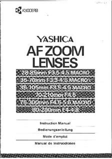 Yashica 70-210/4.5 manual. Camera Instructions.